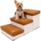 FLAdorepet 3 Layers Pet Dog Cat Stairs Steps for Bed and Car, Brown
