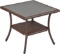 SUNVIVI OUTDOOR Wicker Side Table, Outdoor End Tables for Patio, Aluminum Frame Square Glass