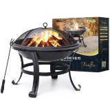 KingSo Fire Pit, 22/26 inch Fire Pits for Outdoors Wood Burning Firepit Bowl Black - $44.99 MSRP