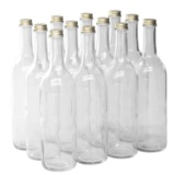 North Mountain Supply 750ml Clear Glass Bordeaux Wine Bottle Flat-BottomedScrew-TopFinish Case of 12