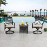 Lokatse Home 3 Pieces Patio Swivel Set Outdoor Metal Steel Furniture w/2 Dinning Chairs $359.99 MSRP