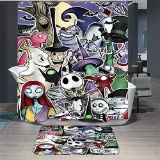 TAWOAO Nightmare Before Christmas Bathroom Decorations Shower Curtain Sets with Rugs