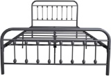 Dumee Black Metal Bed Frame Queen Size with Headboard and Footboard, Textured Black - $265.00 MSRP