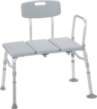 Drive Medical Plastic Tub Transfer Bench with Adjustable Backrest, Gray - $53.99 MSRP