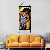 Vintage Hanging Poster Canvas Wall Art, African Sexy Lady Oil Painting Prints Tapestry Linen Scroll