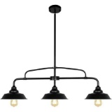 PUZHI HOME Black Pendant Lighting Fixture, 3-Lights Modern Farmhouse Chandelier - $91.99 MSRP