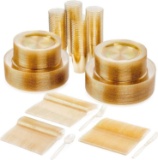 Matana 600-Piece Premium Gold Glitter Plastic Dinnerware Set
