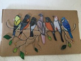 Stained Glass Birds (7 Birds A)/ HANKCLES Rustic Wall Art Decoration 16x24 Inch