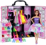 Ecore Fun Fashion Doll Closet Wardrobe for Doll Clothes and Accessories Storage and more