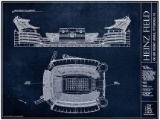 Ballpark Blueprints Heinz Field Blueprint Style Poster (Unframed, 18