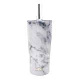 Wellness 30-oz. Double-Wall Stainless Steel Tumbler with Straw, White - $9.99 MSRP