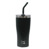 Wellness 20-Oz. Double-Wall Stainless Steel Tumbler With Straw, Black Combo - $7.99