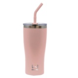 Wellness 20-Oz. Double-Wall Stainless Steel Tumbler With Straw, Peach Combo - $7.99 MSRP