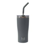 Wellness 20-Oz. Double-Wall Stainless Steel Tumbler With Straw, Gray Combo