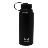Wellness 30-Oz. Powder Coated Double-Wall Stainless Steel Bottle, Black