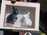 Bunny Rabbit Salt and Pepper Shaker Set, Black and White