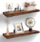 FOLNG 24 inch Floating Shelves Wood Shelves for Wall Set of 2, Rustic Floating Shelves Hanging Book