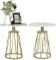 Moncot Modern Round Side Table Set of 2 with Brass Gold Metal Frame (ET228-WH-2PK) - $159.99 MSRP