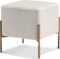Meridian Furniture 131Cream Isla Collection Modern | Contemporary Velvet Upholstered Ottoman