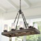 LNC A03487 Wood Chandelier Kitchen Island Lighting, Rustic Industrial - $278.39 MSRP