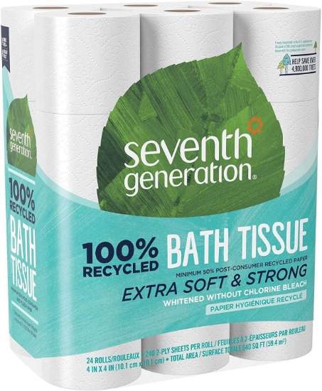 Seventh Generation 100% Recycled Bathroom Tissue, White (2 Packs of 24)