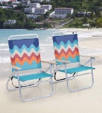 Alpha Camp 3-Position Folding Beach Chair, Set of 2 (HT-BC003-AC)