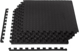 Amazon Basics Foam Interlocking Exercise Gym Floor Mat Tiles - Pack of 6, 24 x 24 x .5 Inches Black