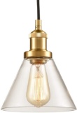 TENGIANTS Antique Brass Glass Pendant Lights Mini Kitchen Island Lighting Funnel Shape - $44.95 MSRP