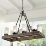 LNC A03487 Wood Chandelier Kitchen Island Lighting, Rustic Industrial - $278.39 MSRP