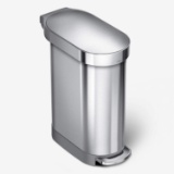 simplehuman 45 Liter / 12 Gallon Slim Hands-Free Kitchen Step Trash Can with Liner Rim (CW2044)