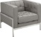 Armen Living Andre Side Chair In Grey Tweed And Brushed Stainless Steel Finish - $648.94 MSRP