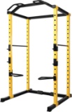 HulkFit 1000-Pound Capacity Multi-Function Adjustable Power Cage with J-Hooks and Dip Bars