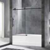 WOODBRIDGE MTDC 6062-MBL Frameless Bathtub Shower Doors 56-60