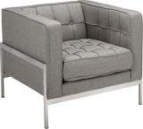 Armen Living Andre Side Chair In Grey Tweed And Brushed Stainless Steel Finish - $648.94 MSRP
