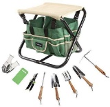 Finnhomy 10 Piece all-in-one Garden Tool Set Garden Folding Stool Seat with 1 Tote Bag