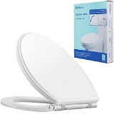 Hibbent Premium One Click Elongated Toilet Seat with Cover, White - $59.99 MSRP