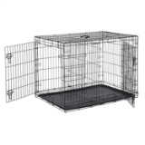 AmazonBasics Double Door Folding Metal Cage Crate For Dog Or Puppy - 42 Inches