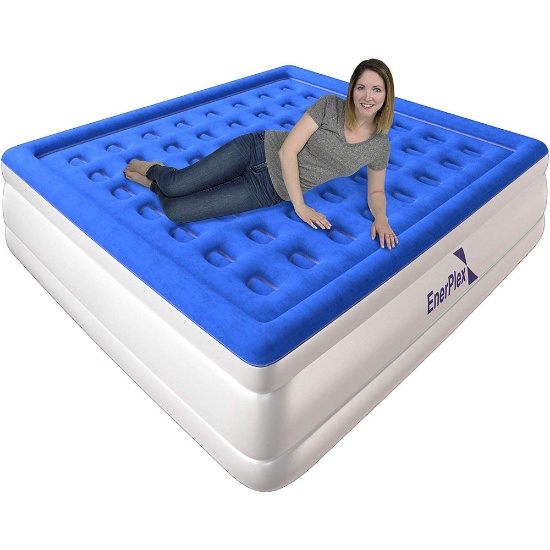 EnerPlex Luxury 18 Inch Double High King Air Mattress with Built in Pump (83282) - $217.96 MSRP