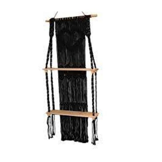 Black Macrame Wall Hanging Shelf