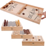 4-in-1 Wooden Fast Sling Puck, Chess, Checkers, Tic Tac Toe... Board Games, $54.99 (BRAND NEW)