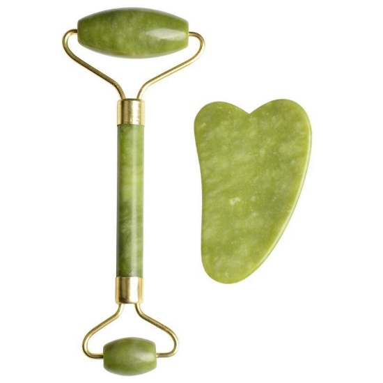 Natural Facial Massage Roller Gua Sha & Jade Roller Set with Box, $34.99 MSRP (BRAND NEW)