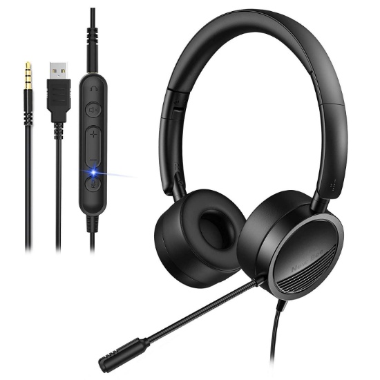 New Bee H360 3.5mm & USB Plug Headphone with Line Control Wired Business Headset, $57.99 (BRAND NEW)
