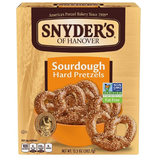 Snyder's of Hanover Pretzels, Sourdough Hard Pretzels, 13.5 Ounce Box (Pack of 12)