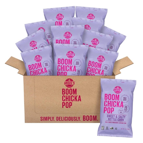 Angie's BOOMCHICKAPOP Sweet and Salty Kettle Corn Popcorn, 7 Ounce Bag (Pack of 12 Bags)