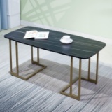 Dorriss Modern Coffee Table with Black Marble Texture, Square Coffee Table (Black) - $149.99 MSRP