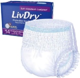 LivDry Adult XL Incontinence Underwear, Extra Comfort Absorbency, Leak Protection,14-Pack and More