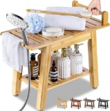 Etechmart 2-Tier Bamboo Shower Bench, 24 Inch Spa Stool - $66.99 MSRP