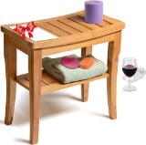 House Ur Home Shower Bench Seat Wooden Spa Bath Deluxe Organizer Stool - $54.99 MSRP