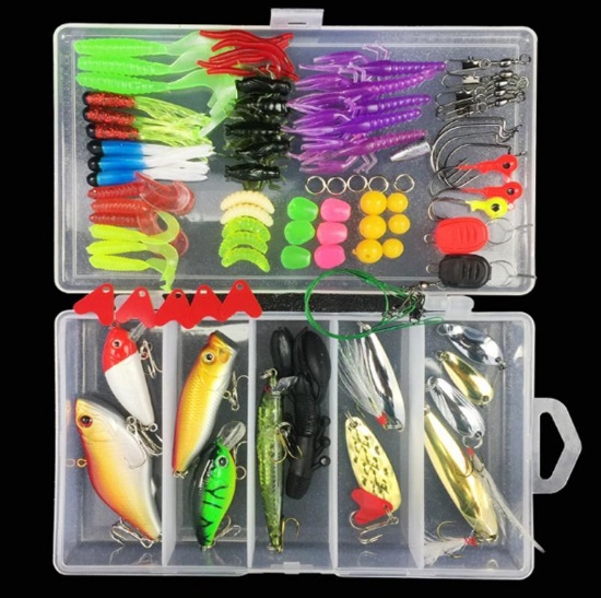 88 Piece Fishing Tackle Box Fishing Lures Hard Lure Soft Lure Baits, $37.99 MSRP (BRAND NEW)