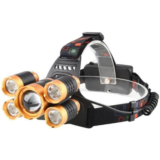 High Power 5 LED F-22 Zoom Rechargeable Waterproof Camping LED Headlight, $42.00 MSRP (BRAND NEW)